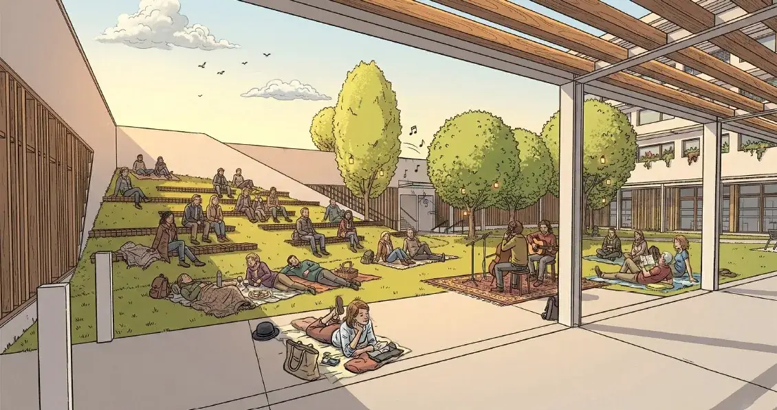 Jardin en gradins de la résidence