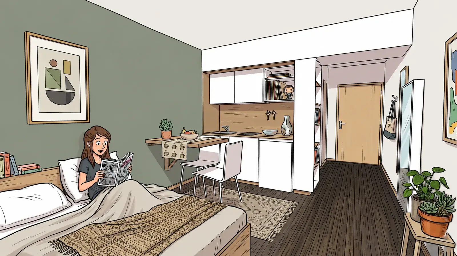 Studio meublé avec coin cuisine et coin nuit